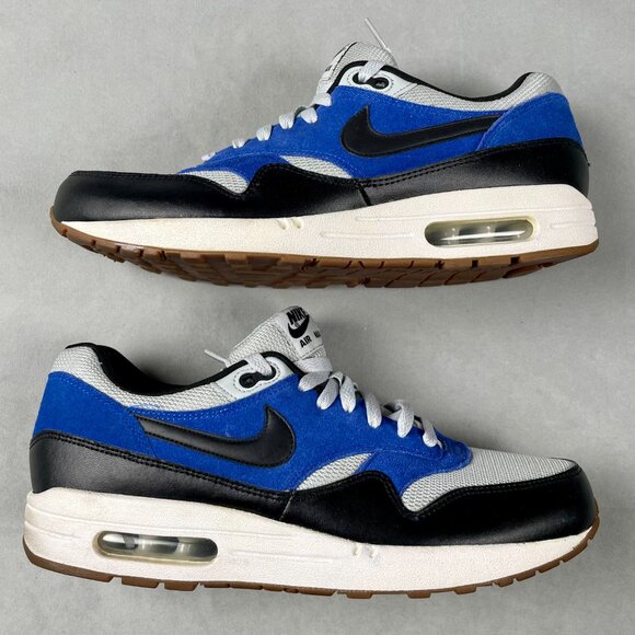 Nike Air Max 1 Essential Grey Mist/Black-Lyon Blue 537383-022 Men Size 11 EUC - Picture 1 of 8
